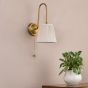 Hadano Wall Light Antique Bronze with Natural Linen Pleated Shade