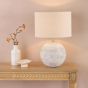 Havana Small Table Lamp Natural Ceramic and Satin Nickel With Linen Shade