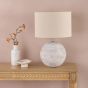 Havana Small Table Lamp Natural Ceramic and Satin Nickel With Linen Shade