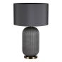 Helicon Table Lamp Grey Ribbed Glass and Antique Brass With Shade