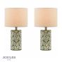 Joules Highclere Twin Pack Table Lamp Green Ceramic With Shade