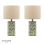 Joules Highclere Twin Pack Table Lamp Green Ceramic With Shade