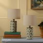 Joules Highclere Twin Pack Table Lamp Green Ceramic With Shade