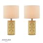 Joules Highclere Twin Pack Table Lamp Yellow Ceramic With Shade