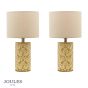 Joules Highclere Twin Pack Table Lamp Yellow Ceramic With Shade