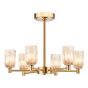 Hilaria 6 Light Semi-Flush Antique Gold and Amber Ribbed Glass