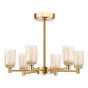 Hilaria 6 Light Semi-Flush Antique Gold and Amber Ribbed Glass