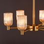 Hilaria 6 Light Semi-Flush Antique Gold and Amber Ribbed Glass