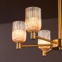 Hilaria 6 Light Semi-Flush Antique Gold and Amber Ribbed Glass