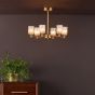 Hilaria 6 Light Semi-Flush Antique Gold and Amber Ribbed Glass