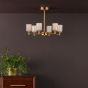 Hilaria 6 Light Semi-Flush Antique Gold and Amber Ribbed Glass