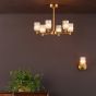Hilaria 6 Light Semi-Flush Antique Gold and Amber Ribbed Glass