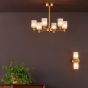 Hilaria 6 Light Semi-Flush Antique Gold and Amber Ribbed Glass