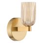 Hilaria Bathroom Wall Light Antique Gold and Amber Ribbed Glass IP44
