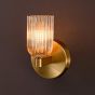 Hilaria Bathroom Wall Light Antique Gold and Amber Ribbed Glass IP44