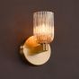 Hilaria Bathroom Wall Light Antique Gold and Amber Ribbed Glass IP44