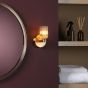 Hilaria Bathroom Wall Light Antique Gold and Amber Ribbed Glass IP44
