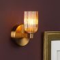 Hilaria Bathroom Wall Light Antique Gold and Amber Ribbed Glass IP44