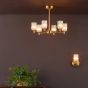 Hilaria Bathroom Wall Light Antique Gold and Amber Ribbed Glass IP44