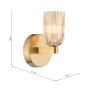 Hilaria Bathroom Wall Light Antique Gold and Amber Ribbed Glass IP44