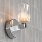 Hilaria Bathroom Wall Light Polished Chrome and Ribbed Glass IP44