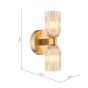 Hilaria 2 Light Bathroom Wall Light Antique Gold and Amber Ribbed Glass IP44