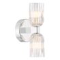 Hilaria 2 Light Bathroom Wall Light Polished Chrome and Ribbed Glass IP44