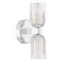 Hilaria 2 Light Bathroom Wall Light Polished Chrome and Ribbed Glass IP44