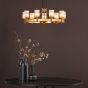 Hilaria 9 Light Pendant Antique Gold and Amber Ribbed Glass