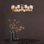 Hilaria 9 Light Pendant Antique Gold and Amber Ribbed Glass