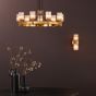 Hilaria 9 Light Pendant Antique Gold and Amber Ribbed Glass