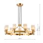Hilaria 9 Light Pendant Antique Gold and Amber Ribbed Glass