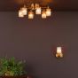 Hilaria 6 Light Flush Antique Gold and Amber Ribbed Glass