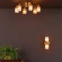 Hilaria 6 Light Flush Antique Gold and Amber Ribbed Glass