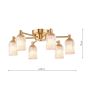 Hilaria 6 Light Flush Antique Gold and Amber Ribbed Glass