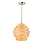 Hive Pendant Antique Brass and Orange Art Glass