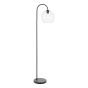 Idra Floor Lamp Satin Black and Large Globe Glass