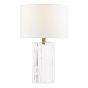 Iggy Table Lamp Ribbed Glass and Antique Brass With Linen Shade