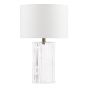 Iggy Table Lamp Ribbed Glass and Antique Brass With Linen Shade
