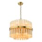 Imani 12 Light Pendant Natural Brass and Champagne Ribbed Glass