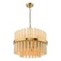 Imani 12 Light Pendant Natural Brass and Champagne Ribbed Glass