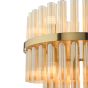 Imani 12 Light Pendant Natural Brass and Champagne Ribbed Glass