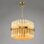 Imani 12 Light Pendant Natural Brass and Champagne Ribbed Glass