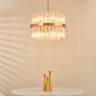 Imani 12 Light Pendant Natural Brass and Champagne Ribbed Glass