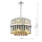 Imani 12 Light Pendant Polished Chrome and Smoked Ribbed Glass