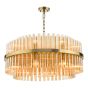 Imani 16 Light Pendant Natural Brass and Champagne Ribbed Glass