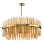 Imani 16 Light Pendant Natural Brass and Champagne Ribbed Glass