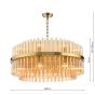 Imani 16 Light Pendant Natural Brass and Champagne Ribbed Glass