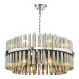 Imani 16 Light Pendant Polished Chrome and Smoked Ribbed Glass