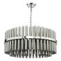 Imani 16 Light Pendant Polished Chrome and Smoked Ribbed Glass